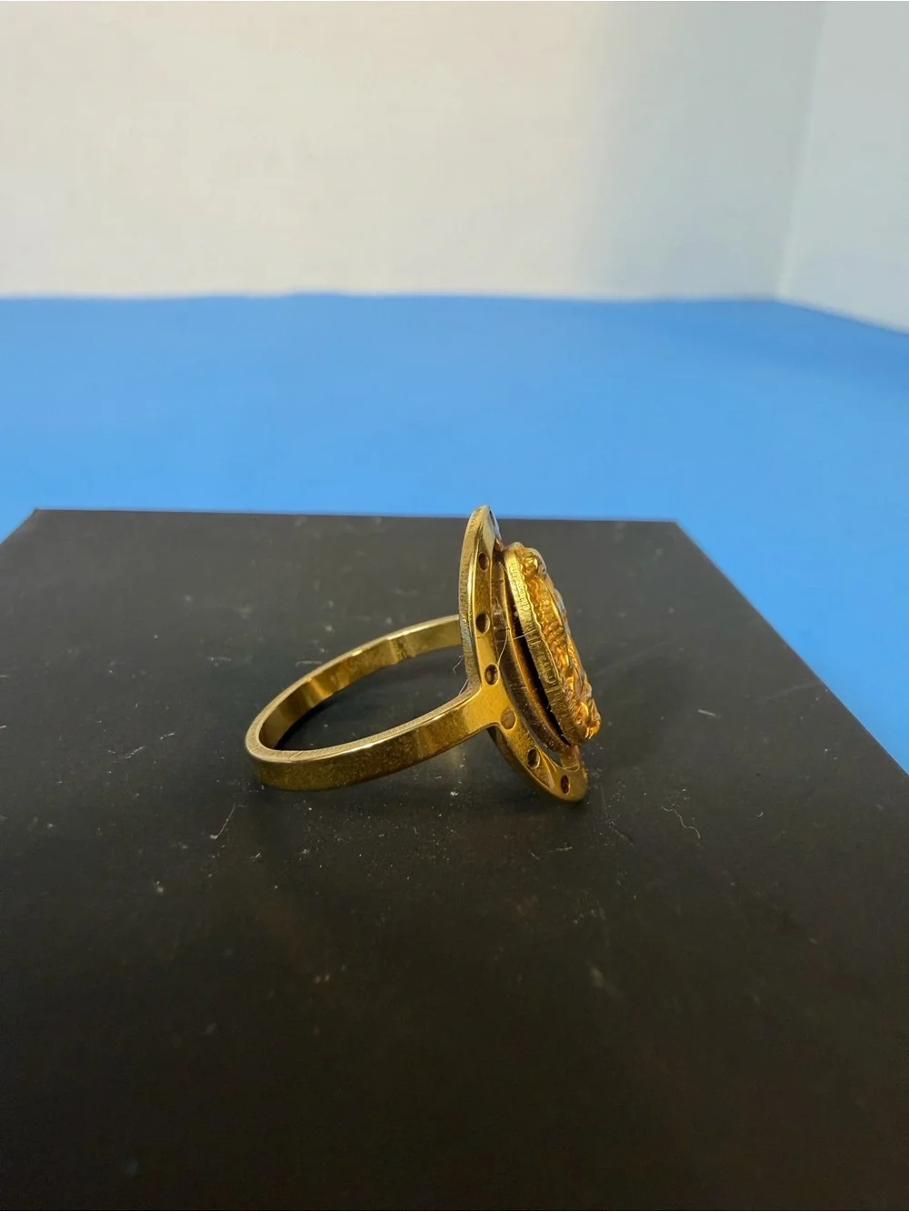 religious ring featuring the Virgin of Guadalupe